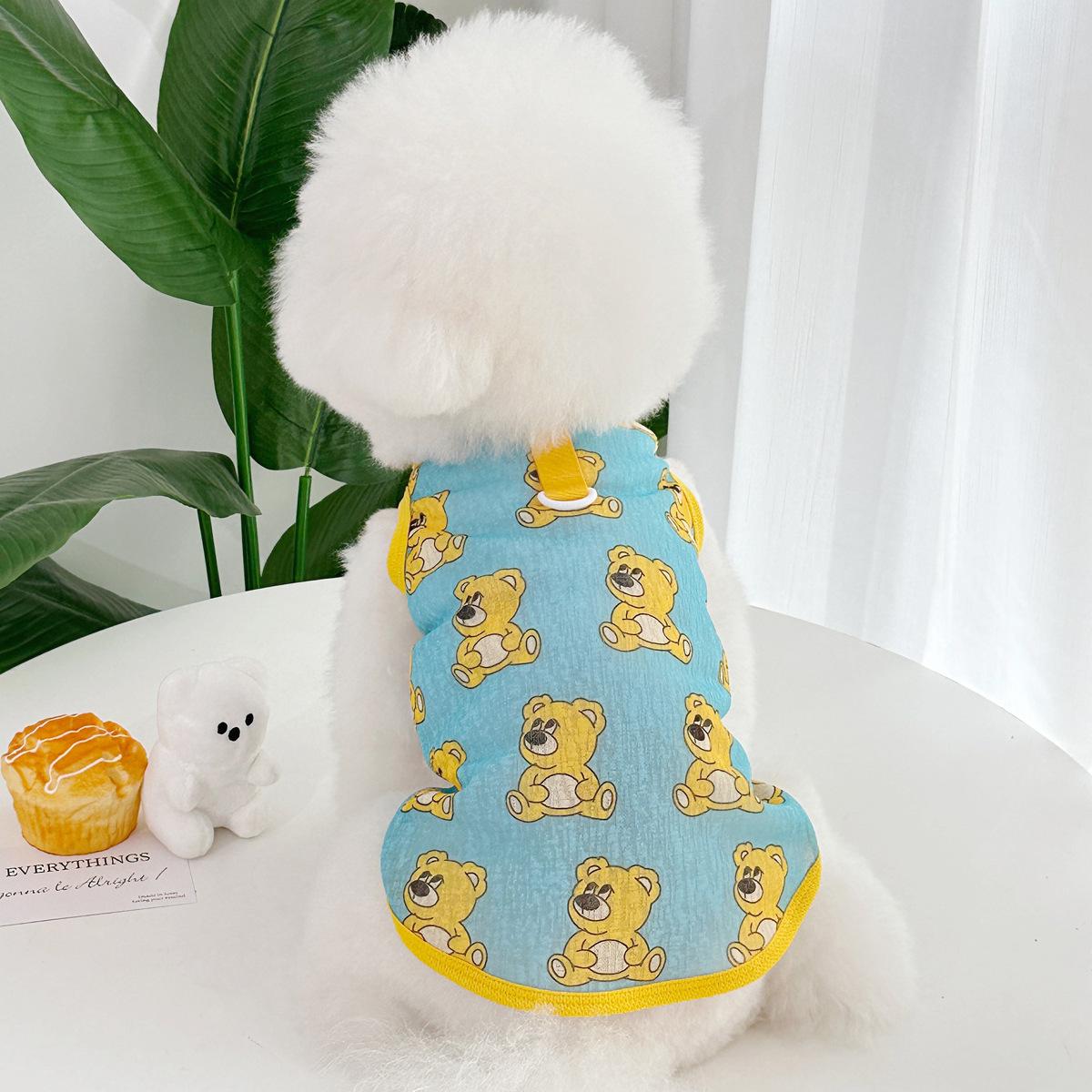 

Cute Summer Pet Dog VestinsCool Breathable Pet Dog Cat Clothes Teddy Bichon Poodle Leash Vest M(2.5-3.5KG)