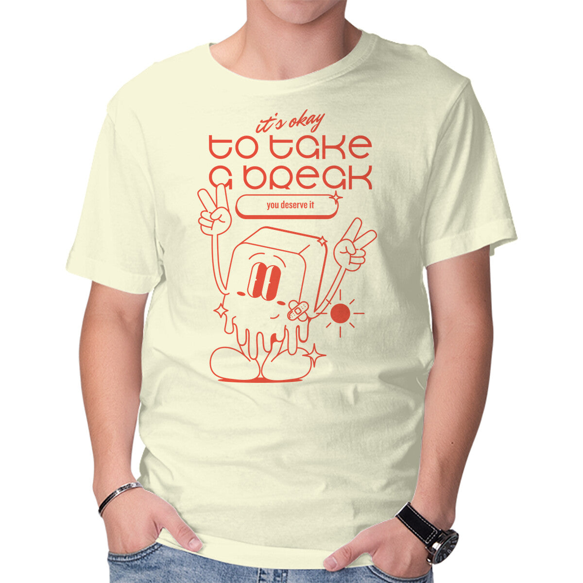 Unisex Crew Neck T-Shirt Take A Break Graphic Short Sleeve Casual Tee XXXXL
