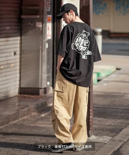 [IMPROVES] [SIDEWAYSTANCE] Short Sleeve Fat Bear Print T-Shirt