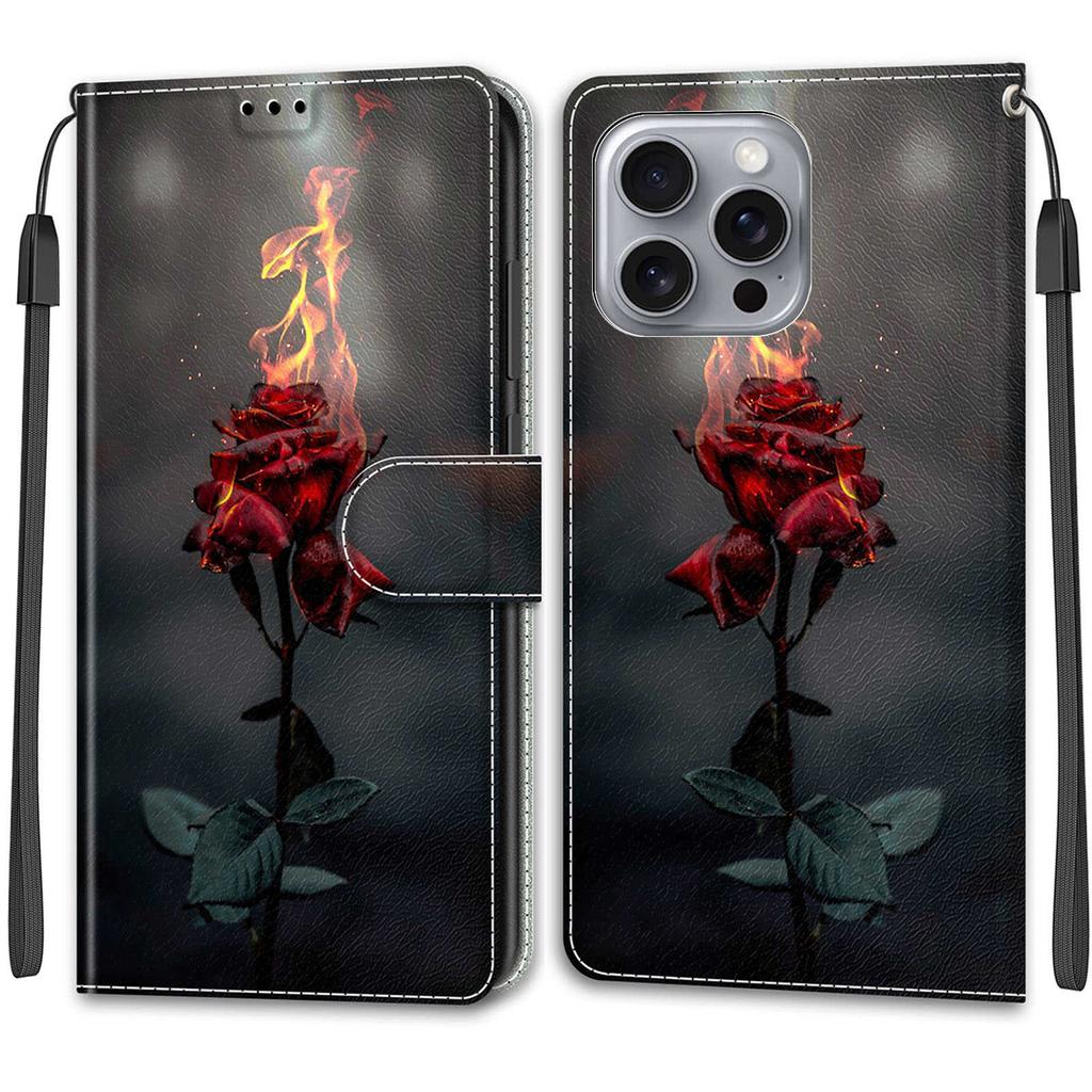 Luxury Painted Leather Case Wallet Book Style Protective Cover for Apple iPhone 16 15 14 13 12 11 Pro Max 16Pro 15Pro XR XS Max 7Plus 8Plus SE4