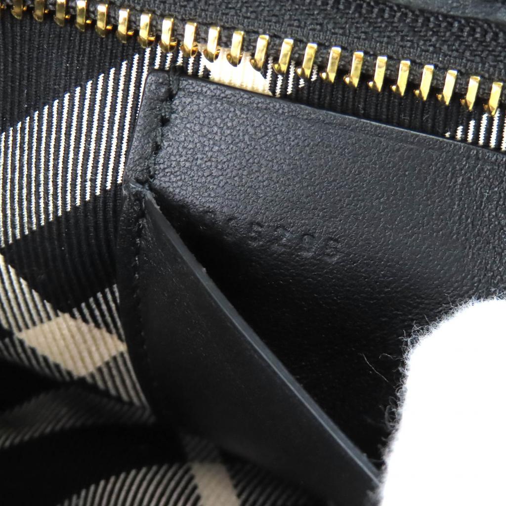 Great BURBERRY Shoulder Bag Check Pattern Leather Canvas Mini Bag black 8095295 Used