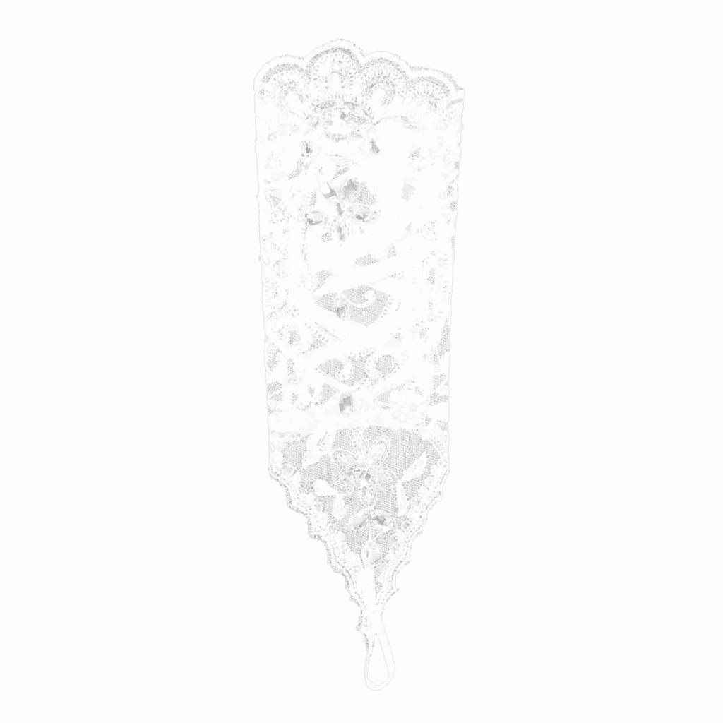 Retro Syle Ivory Lace Flower Bride Bridal Rhinestone Sexy Fingerless Gloves Wedding White
