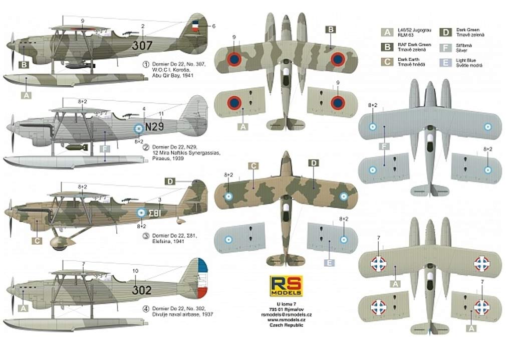 RS Model Yugoslav Air Force Dornier Do22 Plastic Model 92245 1/72