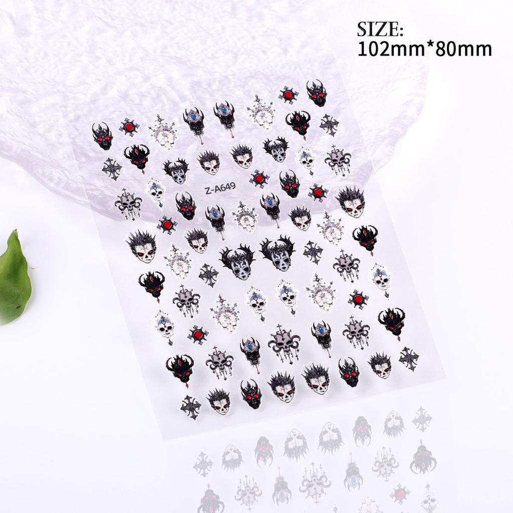 5D Geprägter Nail Art Sticker Halloween Cartoon Spinnennetz Geist Kürbislaterne Nagel Klebeaufkleber