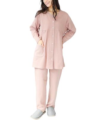 ON NISHIKI Long Sleeve Top and Bottoms with Perfect for Spring and Autumn Loungewear Size Women's Pajamas, 100% Cotton, Skin-Friendly Knit, Open-Front