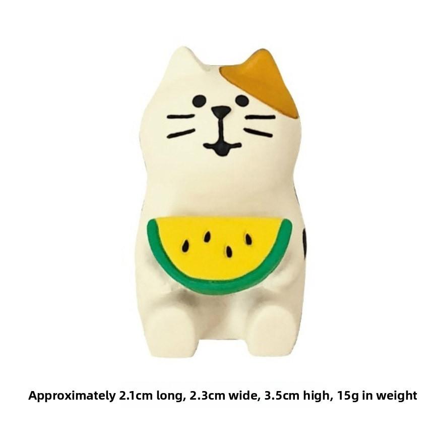 Summer Watermelon Cat Resin Figure For Kids And Office Decor