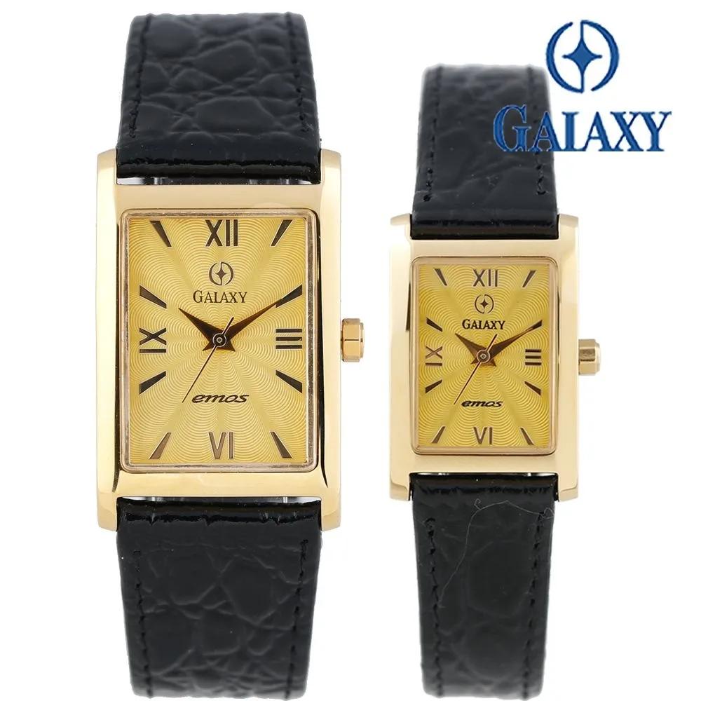 Galaxy Emos Gold Color Men s/Women s Couple Wristwatch QG3476MB/QE3476FB men s