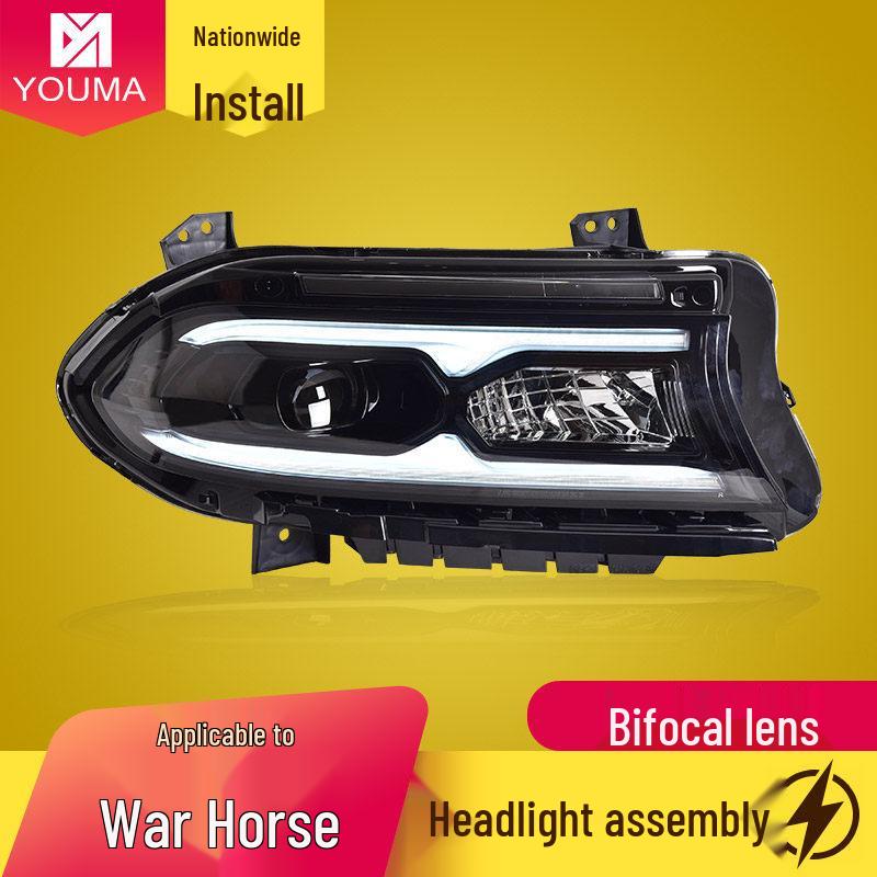 LED Headlight Assembly for 2015-2020 Dodge Charger: Features Dynamic Daytime Running Lights & Sequential Turn Signals Pair
