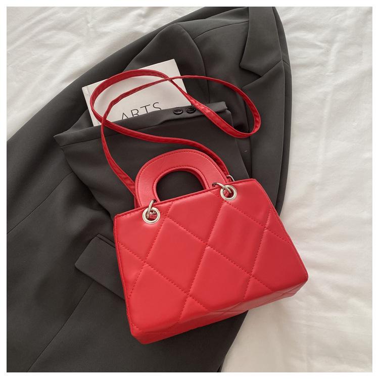 Trendy 2025 Argyle Embroidered Korean-Style Large Capacity Crossbody Handheld Bag