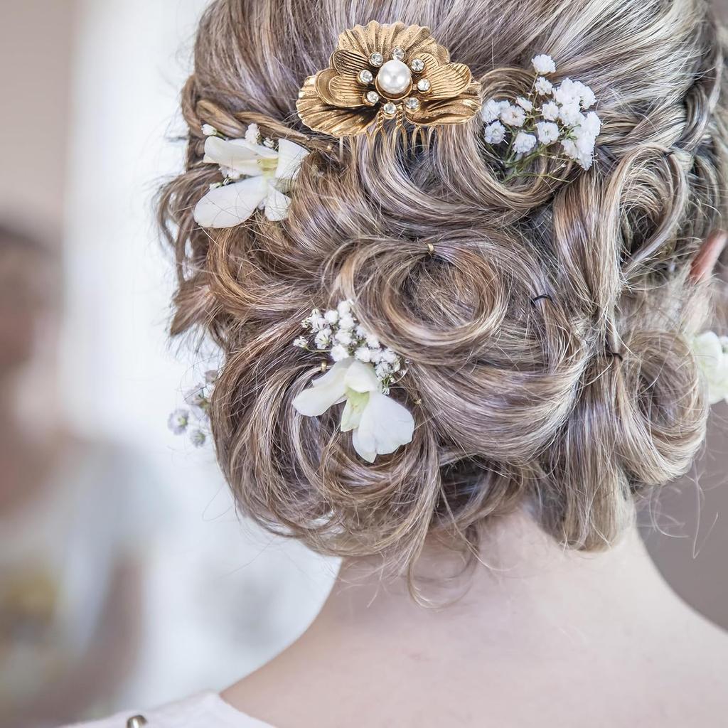 Retro Diamond Hair Accessories: 5pcs Alloy Hair Combs, Hair Veils, and Vintage Hairpins with Pearls