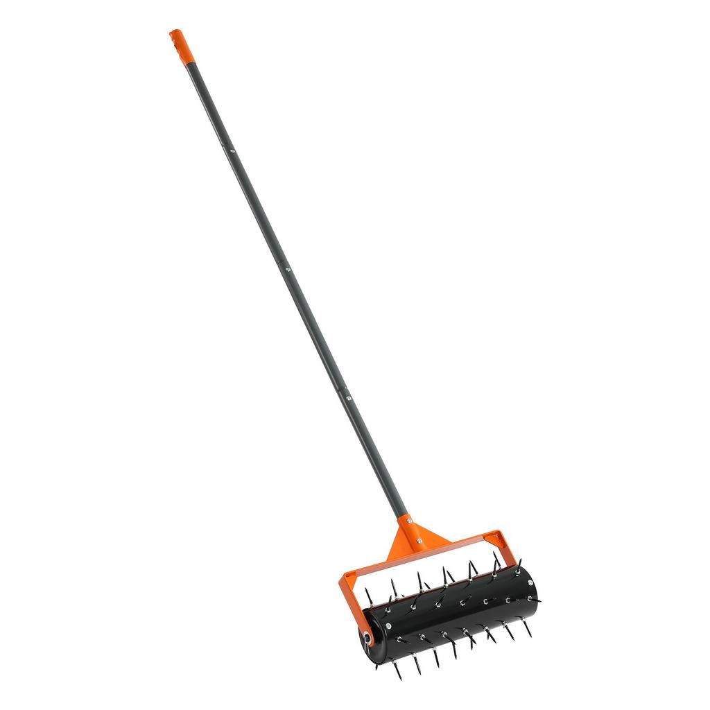 VEVOR Rolling Lawn Aerator, 15 in Manual Push Aerator Roller with 42 Spikes & 60 in Long Handle, Fillable Drum for Added Weight