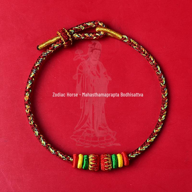 Women's Putuo Mountain Red String Bracelet - Gold Hand-Woven Good Luck Benming Year Buddha Hand Rope Gift