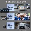 Cameră WIFI 1080P cu 3 lentile, Cameră de bord pentru mașini, față în interior și spate, cameră auto cu vedere nocturnă, cameră DVR pentru mașină cu înregistrare în buclă