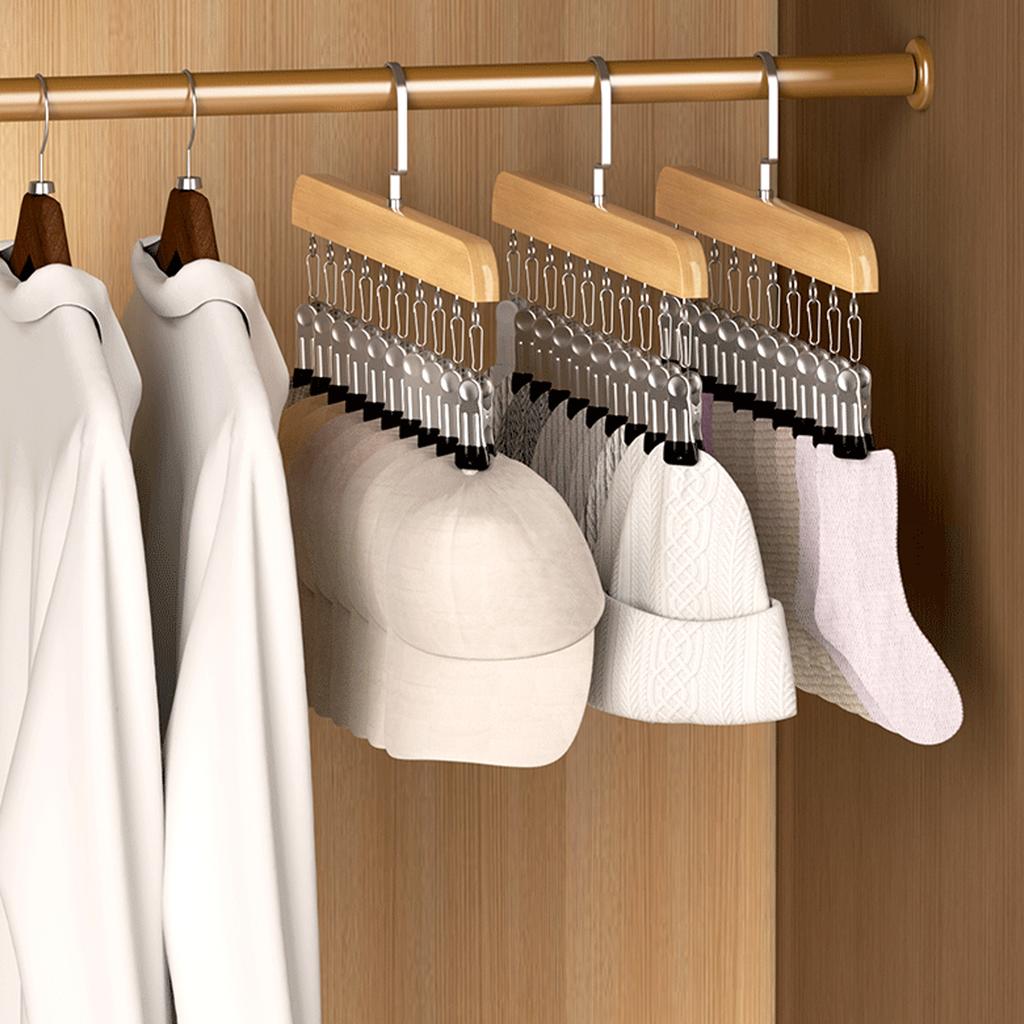 Portable 10 Clips Wooden Yoga Pants Hangers Legging Organizer for Closet Holds 10 Leggings Jeans Hats Shorts Socks 360 Rotating