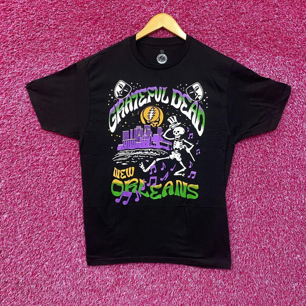 Grateful Dead New Orleans Black 100% Cotton T-shirt Mens Tees Top