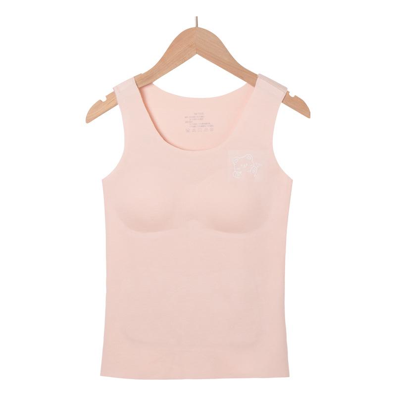 

Two-Stage Seamless German Velvet Warm Underwear for Teenage Girls with Chest Pads, Ideal for Junior High and High School Students XL (105-120 jin) розовый