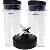 Replacement Parts Compatible with Nutri Ninja, Blender Blade 6 Fins and 2 Pcs 16oz Single Serve Blender Cup Set Compatible with Ninja BL660 BL740