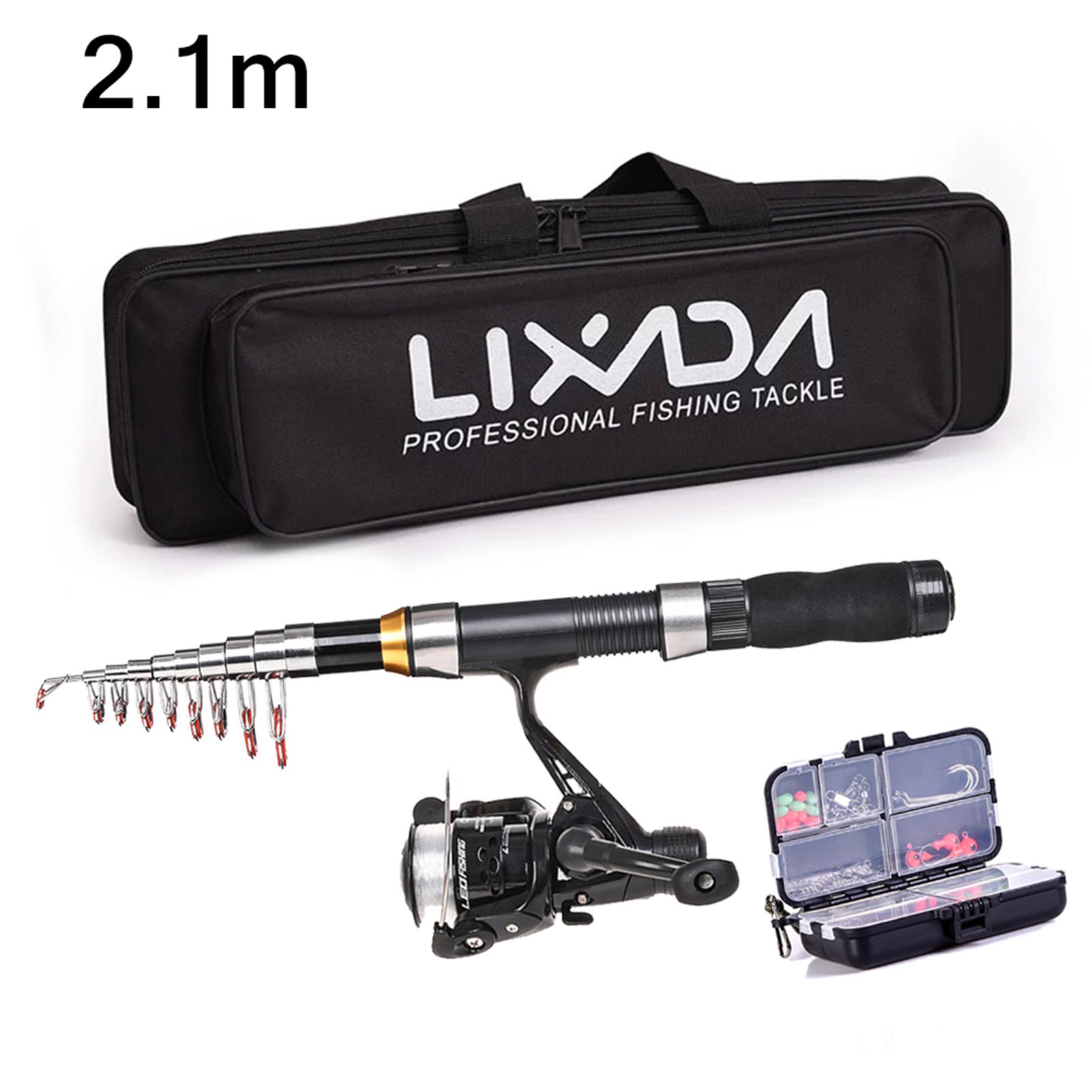 

LIXADA Carbon Fiber Rod Pole Spinning Reel Fishing Bag Case Pesca Gear Set 2.1m 2.3 m Telescopic Fishing Rod Reel Lure Combo Kit