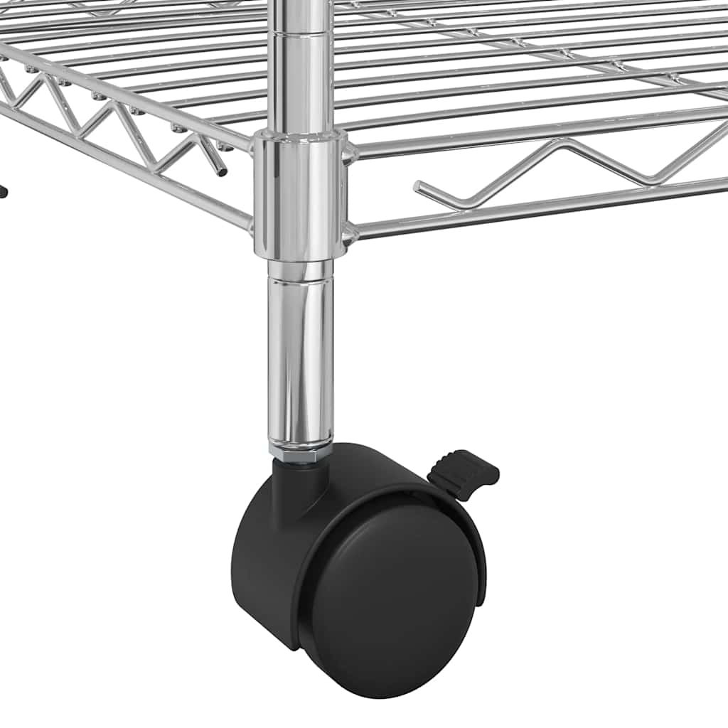 4 Tier Mobile Chrome Wire Shelving Unit 90 x 35 x 142 cm 200 kg Capacity