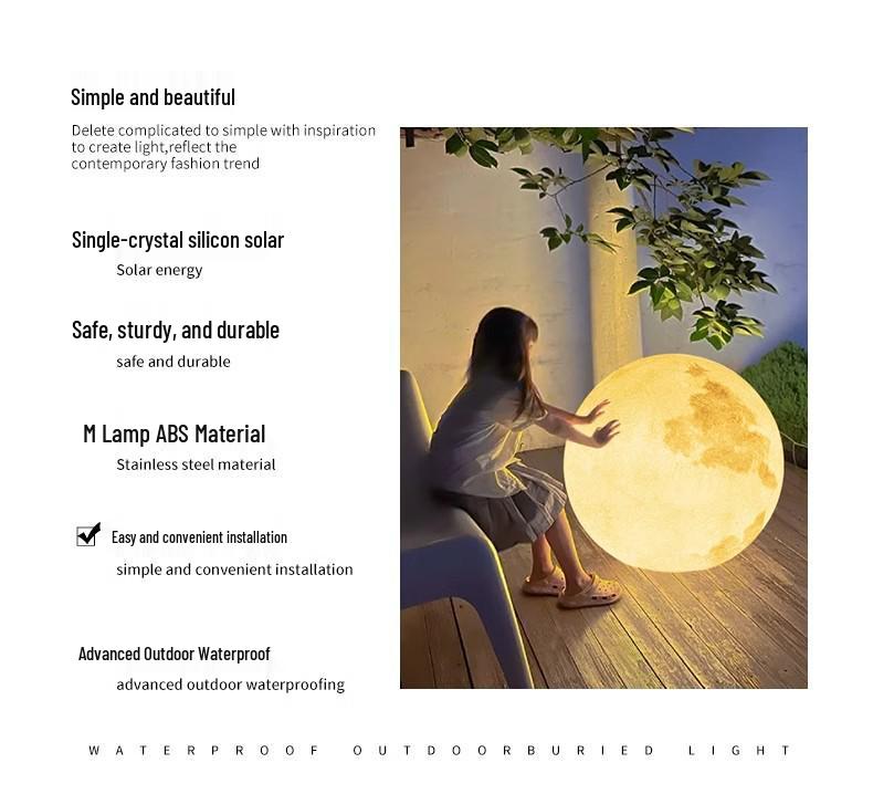 HuiXiang Dual-Powered Solar Moon Lamp for Outdoor Terrace & Garden - Waterproof Landscape & Lawn Light