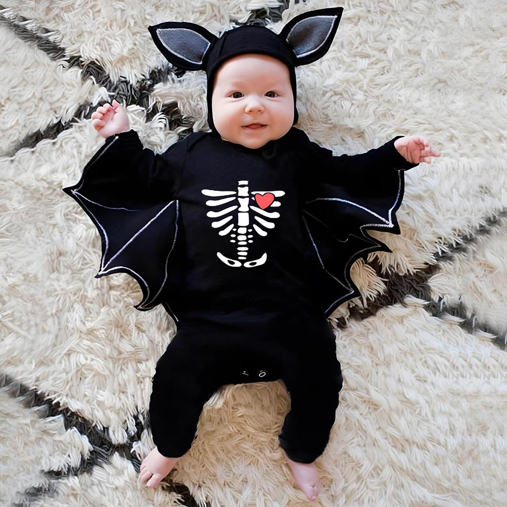 HarnyLoom Kids' Bat Costume, Baby Bat Pumpkin Devil Costume, Cute Cosplay for Boys and Girls, Perfect for Halloween Parties, Christmas, Events,