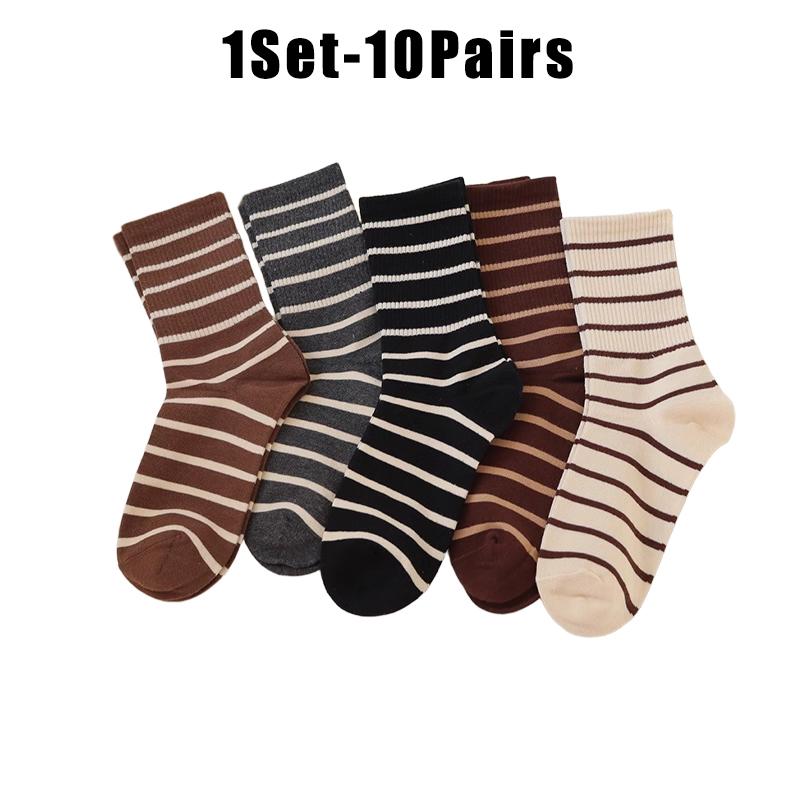 

Couple Matching Fall Winter High Knee Socks Black White Striped Retro College Style His Hers Unisex Preppy Thigh Long All Match