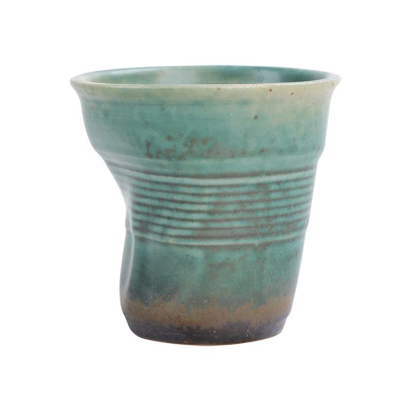 80ml Espresso Cup Cross-border Creative Retro Coarse Pottery Hand Pleated Cup Latte Cup In Antique Ceramic Teacup Kitchen Tools