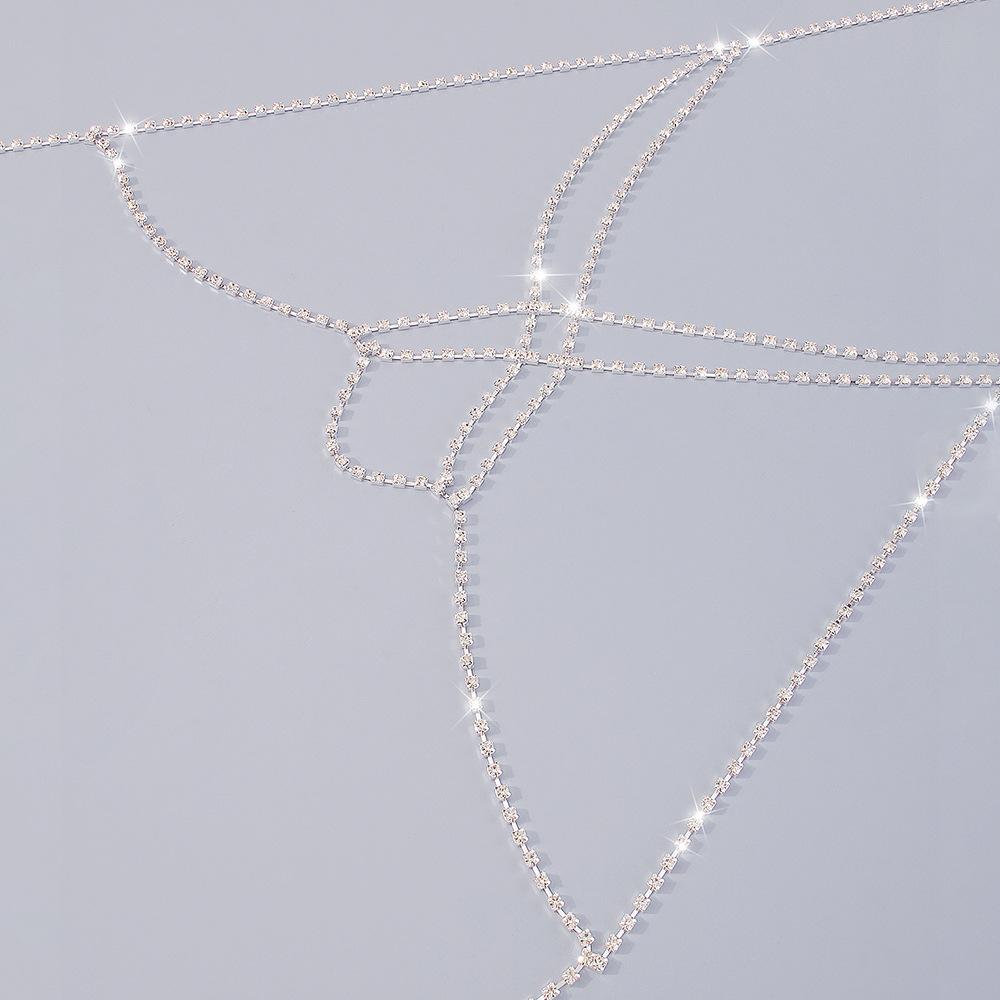 Sexy Nightclub Style Multi-layer Cross Body Chain Full Of Diamonds Super Flash Claw Chain Personality New Chest Chain For Women