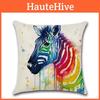 Premium Cotton Linen Throw Pillow Case With Rainbow Animals Design For Decorative Eco-friendly Home