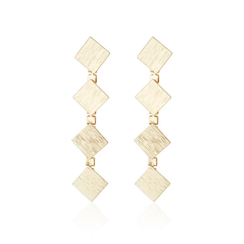 

Personality Metal Brushed Retro Textured Square Necklace Bracelet Earrings Set for Women Versatile Commuting Wear Zircon Gift