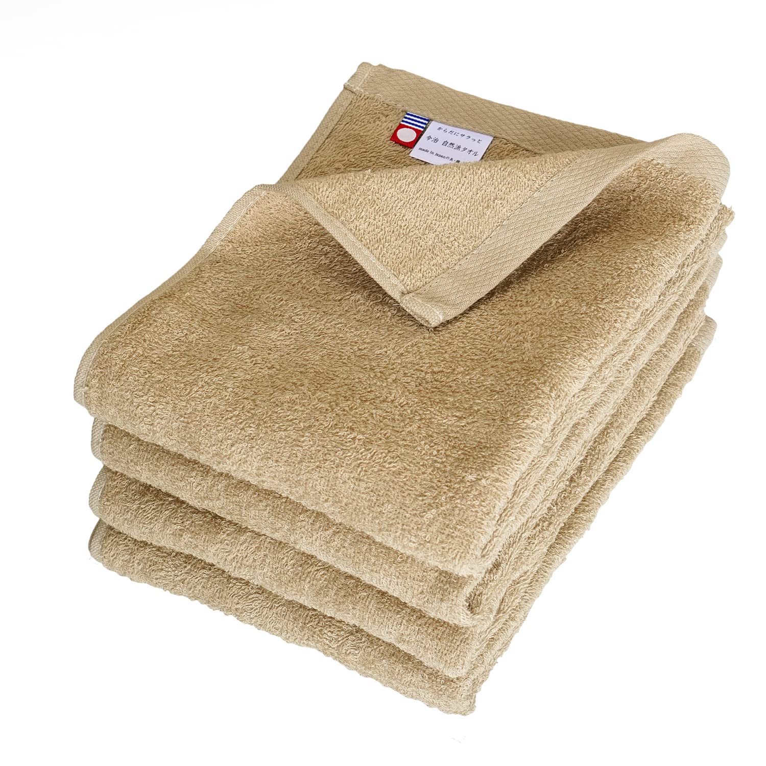 

oruTa Imabari Face Set of 200 Made in Hand Beige Towels, 4, Thin, Quick-Drying, Compact, Momme, Japan, Natural, Sports, Washing, Bath, 100% Cotton, бежевый