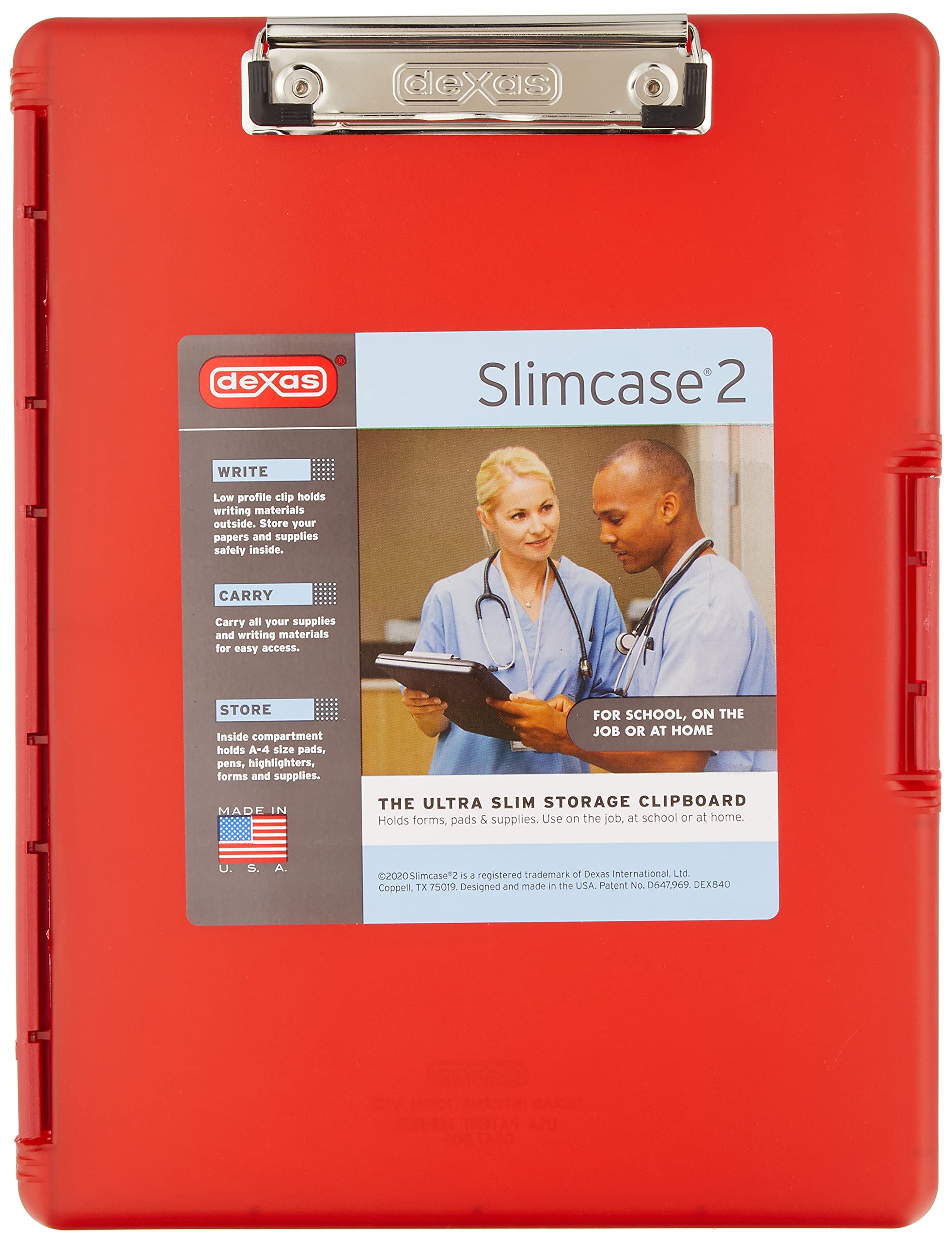 

Dexas Slim Case 2 Plastic Clipboard Storage and Side Opening Strawberry Red Office Supplies Clipboard for A4 Holder Style and Functionality Nursing