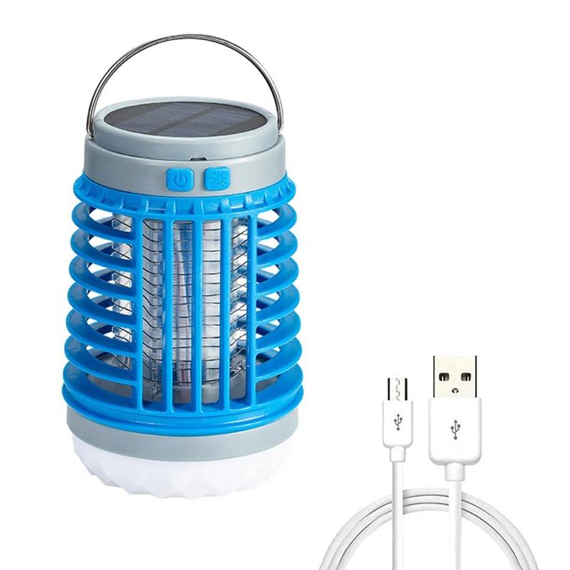 Solar LED Mosquito Killer Lamp Harmless Electric Shock Insect Trap Eco-Friendly Waterproof with Hook for Outdoor Summer Use