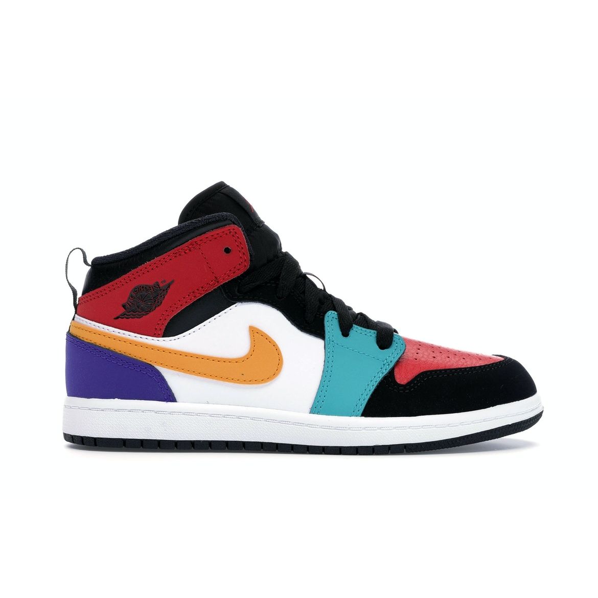 

Детские кроссовки Air Jordan 1 Mid PS Multi-Color Белый Черный-Турбо-Зеленый-Университет-Красный 640734-125