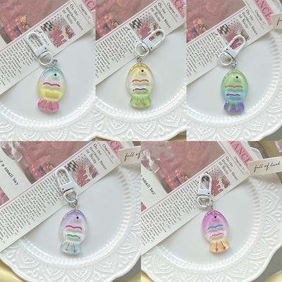 Cute Colorful Little Fish Keychain Cartoon Fish Keyring Car Key Holder Bag Pendant Earphone Case Decoration Couple Gifts