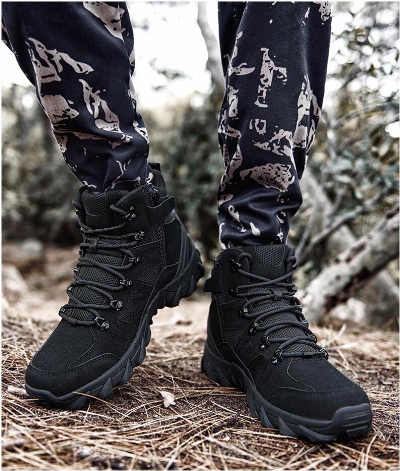 Men'S Winter Snow Boots Waterproof Leather Sports Super Warm Outdoors Camping Anti-Wear Hiking Shoes Fishing Sneakers