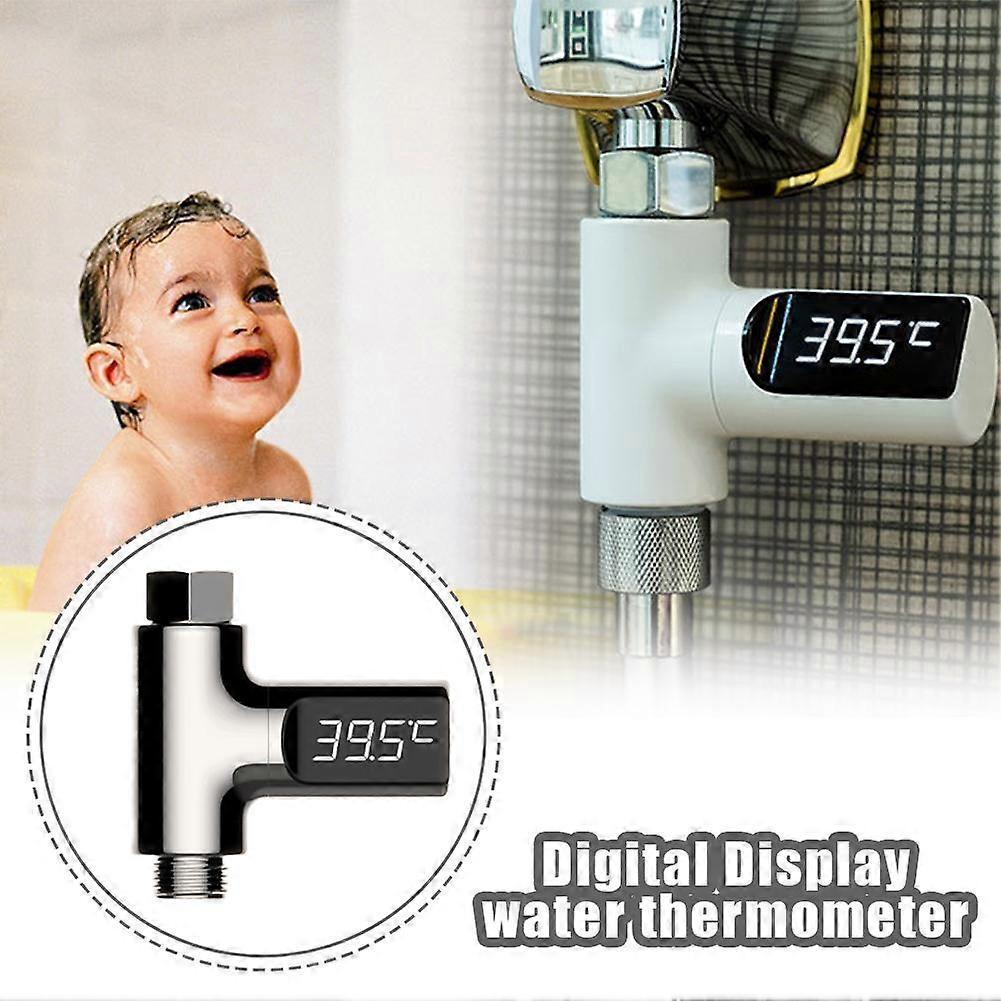 Water Temperature Sensing Meter Battery Free with Flow Power Generation Celsius Fahrenheit Display 3 Color Light Timing for Zhinuan