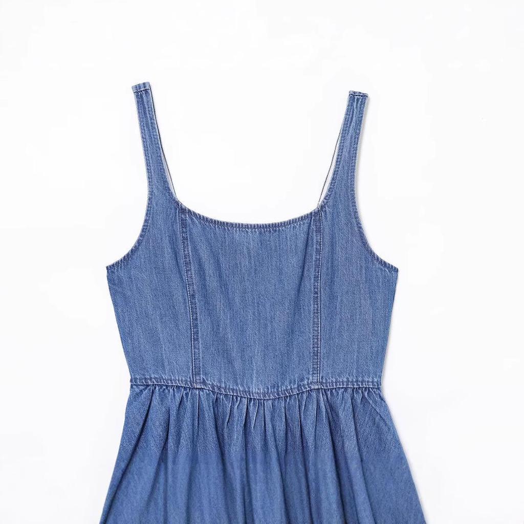 2025 Summer Women's Fashion Flared Hem Denim Dress - European & American Style