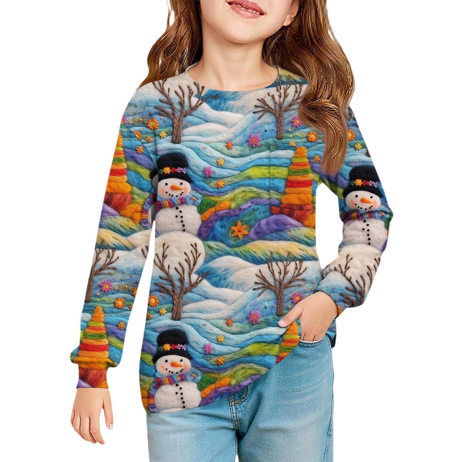 

Girls Long Sleeve Blouse - Round Neck Soft Waist Tunic 150