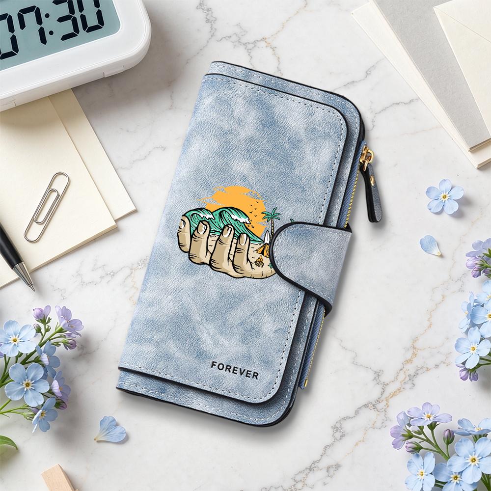 Fashion Creative Print Ladies Long Wallet Portable Multi Card Slot Casual Female Purse