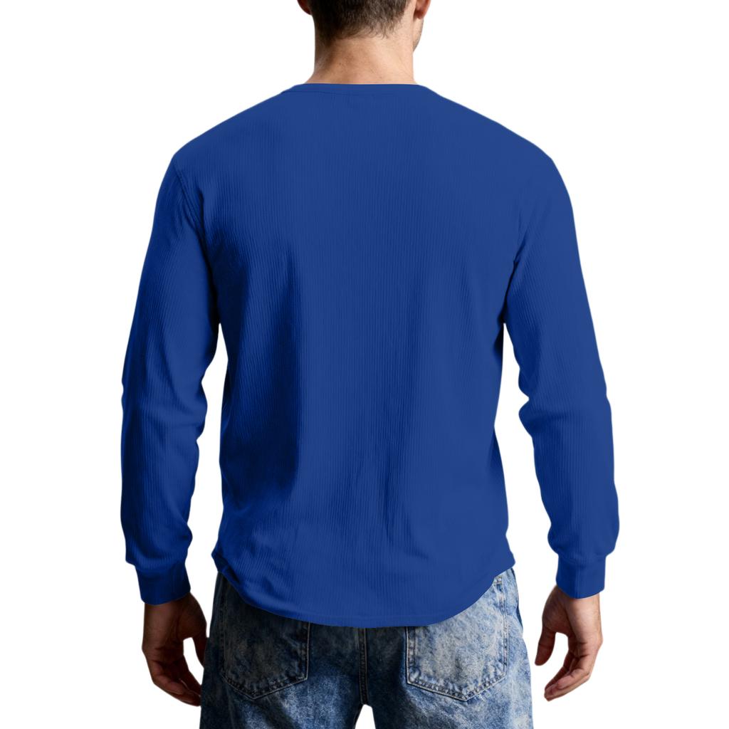 Men's Casual Knit Button-Up Long-Sleeve Shirt