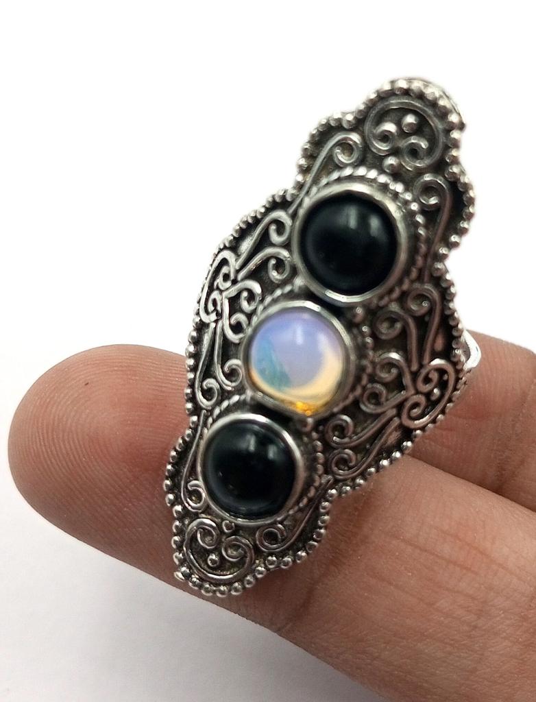 Black Onyx Gemstone 925 Sterling Silver Plated  1 Pcs Ring Chris-br221