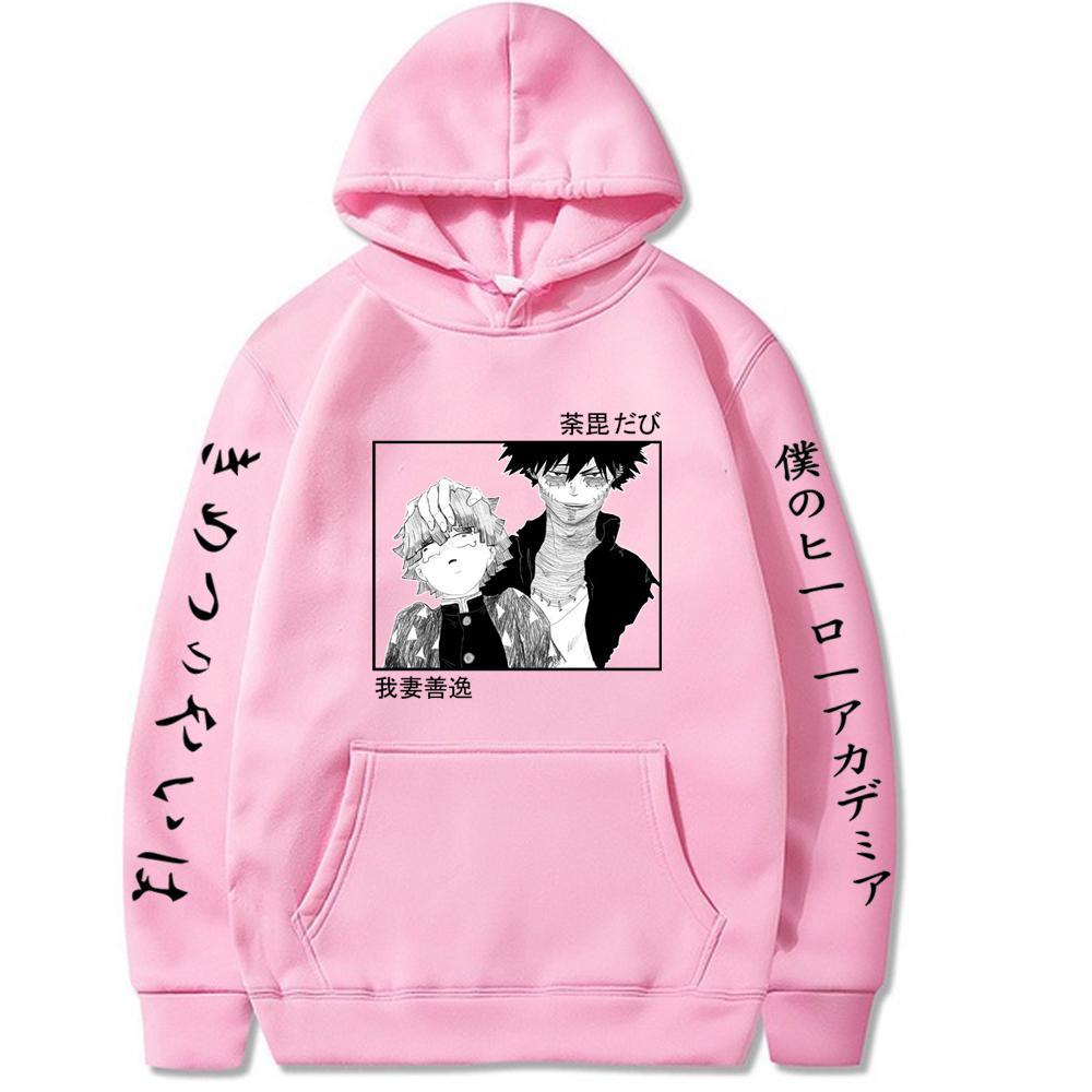 Japan Funny Anime My Hero Academia Dabi Print Hoodies Men Women Harajuku Cartoon Demon Slayer Agatsuma Zenitsu Winter Sweatshirt
