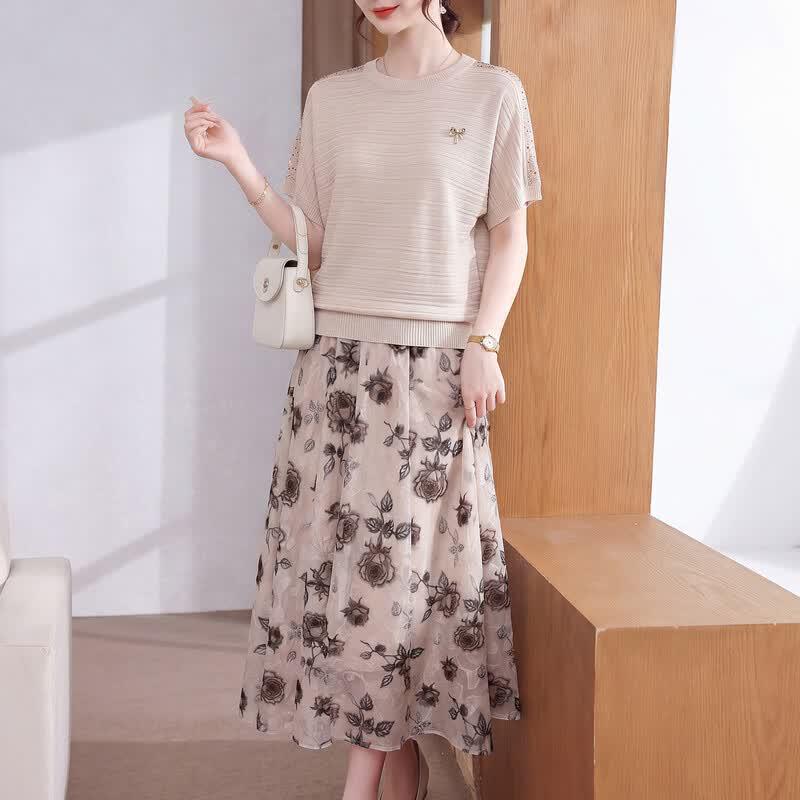 Xuexi Women s Elegant Ice Silk Short-Sleeved Top XL