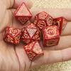 7pcs Polyhedral Dice Set Marble Effect with Dargon Pattern for DND RPG Entertainment Tabletop Games