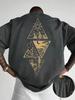 Reine Baumwolle Unisex Geometrisches Dreieck T-Shirt Berg Sonne Mond Natur Druck Kurzarm Tee Unisex Unisex Streetwear