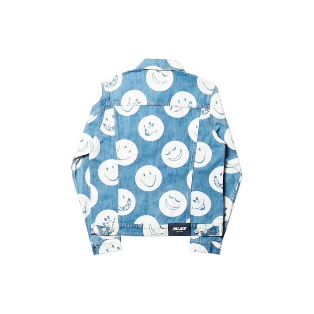 Palace Smiley Print Polo Collar Long Sleeve Jacket Unisex Jacket Blue P15D003