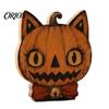 Atmospheric Retro Interior Ornaments Halloween Wooden Ornaments, Distressed Pumpkin/Cat Decorations, Desktop & Wall Artistic Home Office Decor Decors