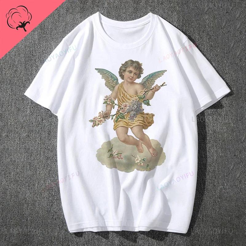 Модная футболка Fiorucci Baby Angel Graphic летняя классическая эстетическая футболка унисекс унисекс кавайная одежда креативная пара короткий рукав унисекс L 2520₽