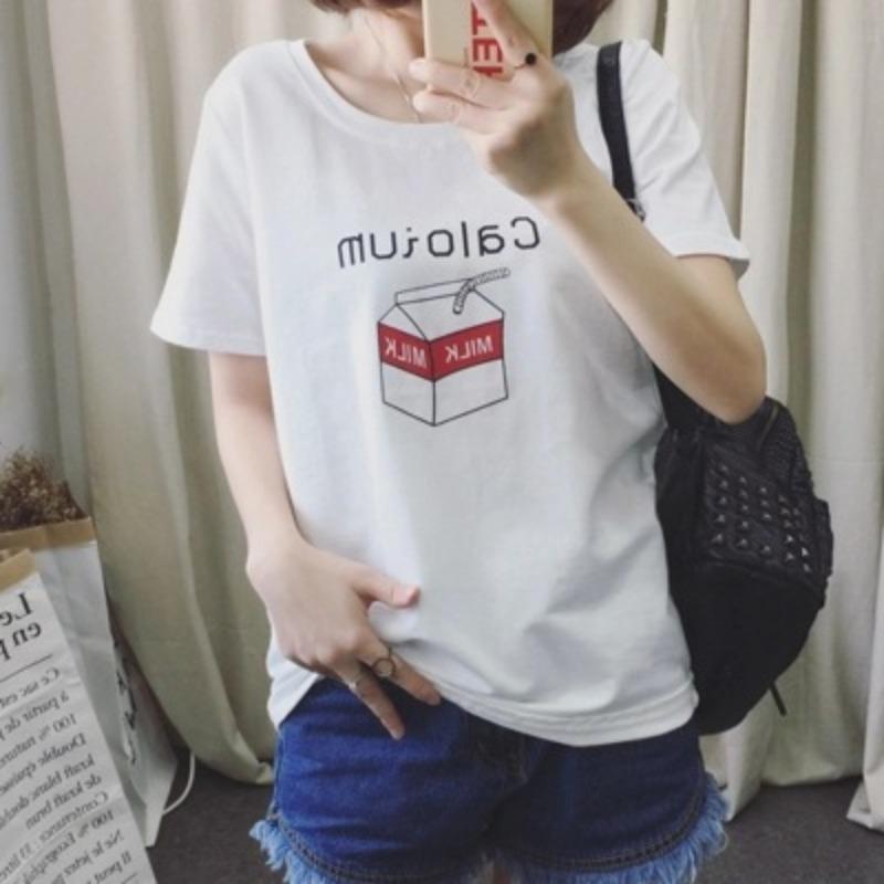 

Новый корейский стиль Корейский стиль Свободные студенческие женские топы Женская рубашка Футболка с короткими рукавами для женщин 2XL белый